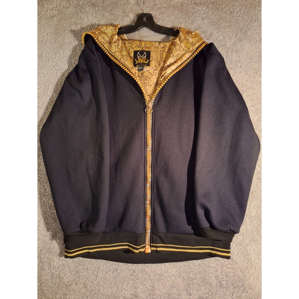 YMC Black Gold Hoodie Bomber Jacket Monogram 2XL Y2K HipHop Rap You Must Create?